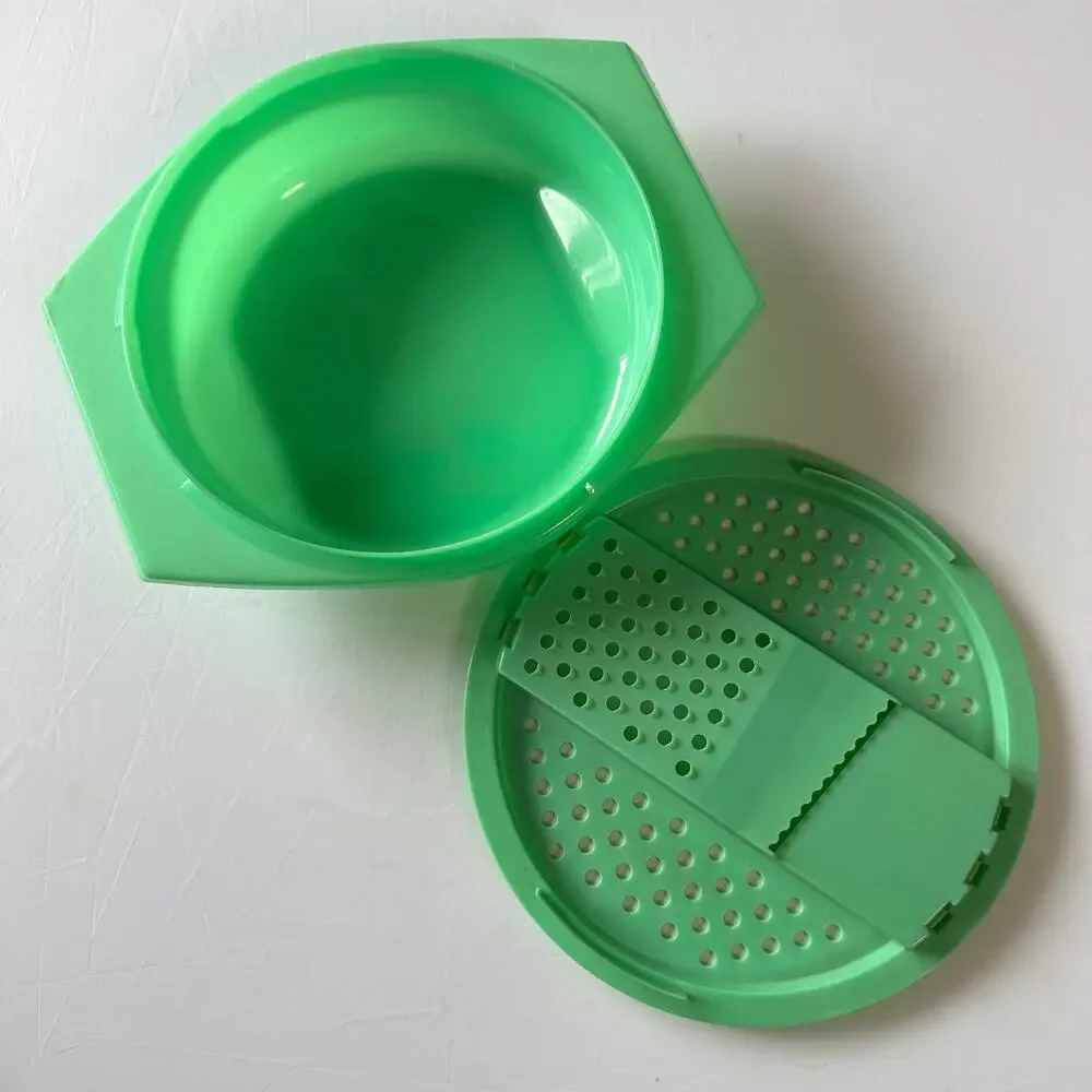 Vintage Tupperware 2-piece Jadeite Green Cheese Grater 787-3 Slicer Bowl 786-4